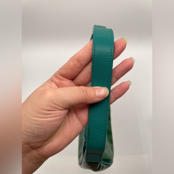 SOLD Authentic HTF Ferragamo turquoise leather trim pouchette - Picture 5 of 11